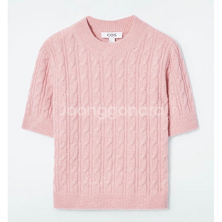 COS 코스 핑크 케이블 반팔 니트 S (새상품)--0