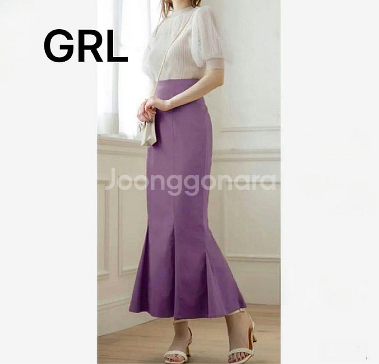 GRL 퍼플 머메이드 뒷트임 롱 스커트--0