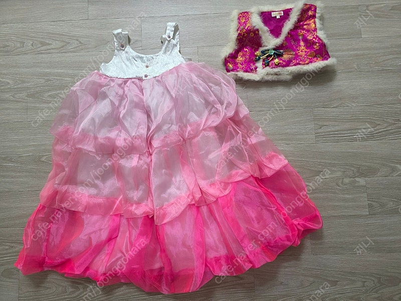 여아 한복(캉캉속치마+저고리+치마+배자+털조끼) 풀세트--3