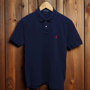 100)POLO 폴로 반팔 카라티 네이비 커스텀슬림핏