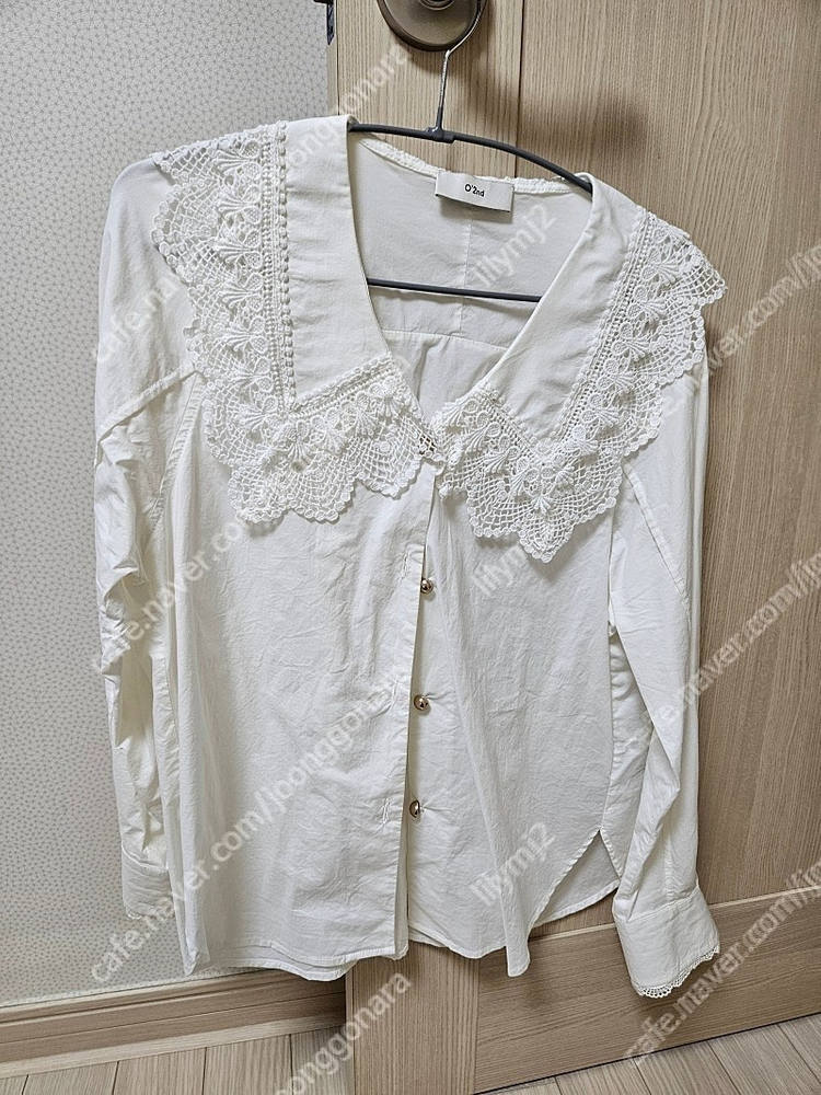 오즈세컨 레이스 빅카라 셔츠 블라우스--2