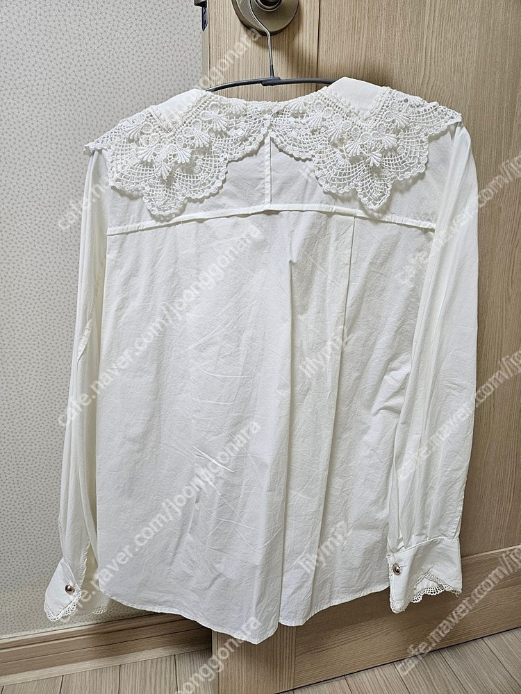 오즈세컨 레이스 빅카라 셔츠 블라우스--3
