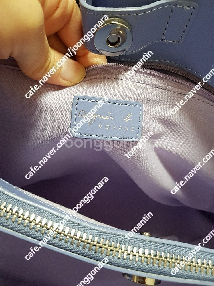 프랑스 agnes b 아네스베 라벤더 소가죽 토드백 새상품 택포10--3