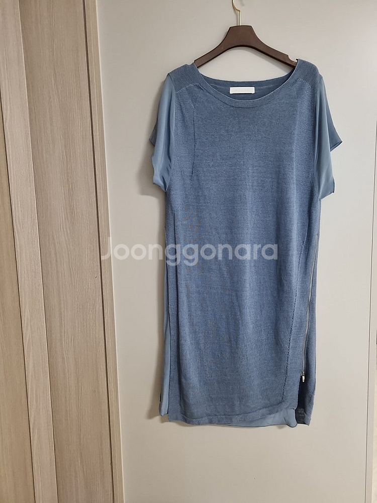 미샤 블루 반팔 니트 원피스--0