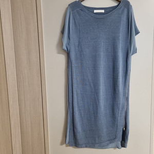 미샤 블루 반팔 니트 원피스