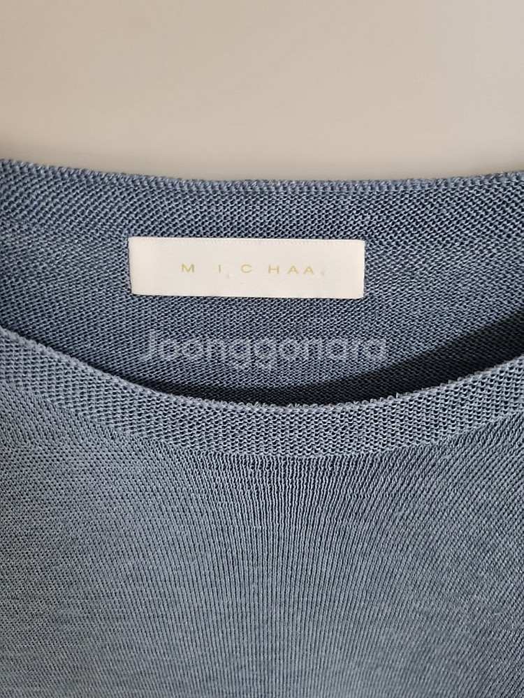 미샤 블루 반팔 니트 원피스--3