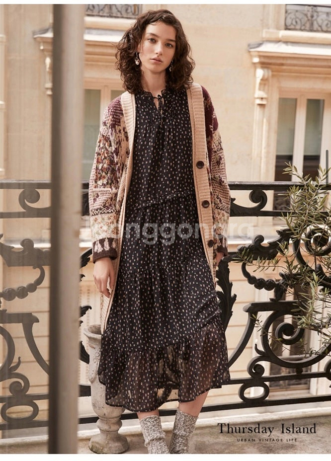 무배 새상품 M 스토리 자카드 롱 가디건 써스데이아일랜드 t198mcd235w--0