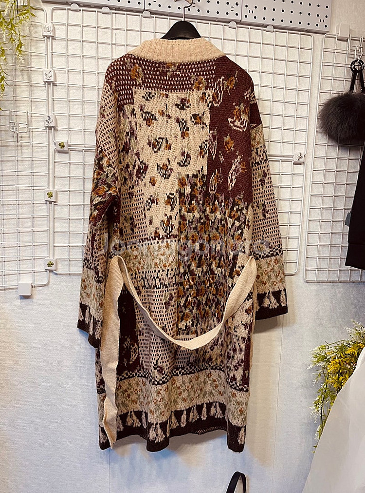 무배 새상품 M 스토리 자카드 롱 가디건 써스데이아일랜드 t198mcd235w--8