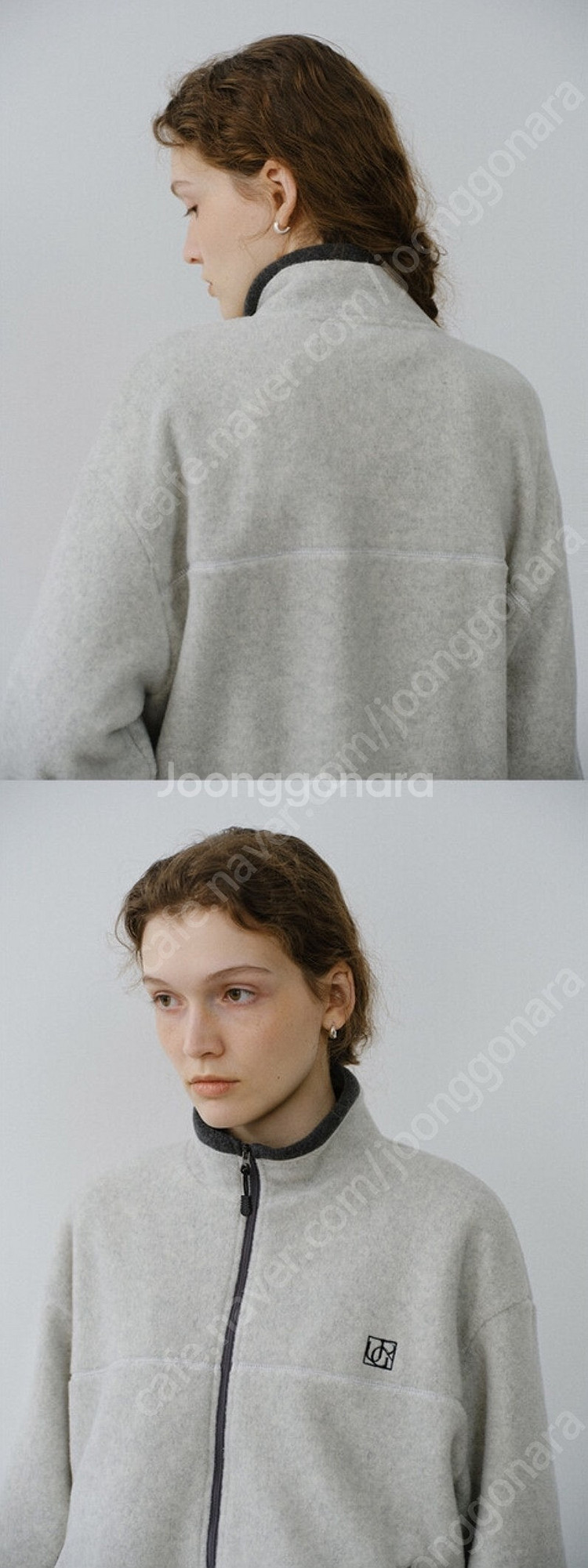 유라고 Emblem fleece zip-up라이트그레이--4