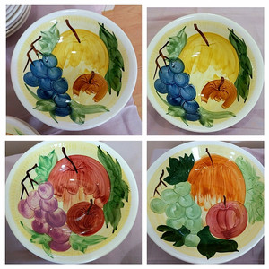 국내산 오래된 빈티지 핸드페인팅 스프 샐러드 도자기볼