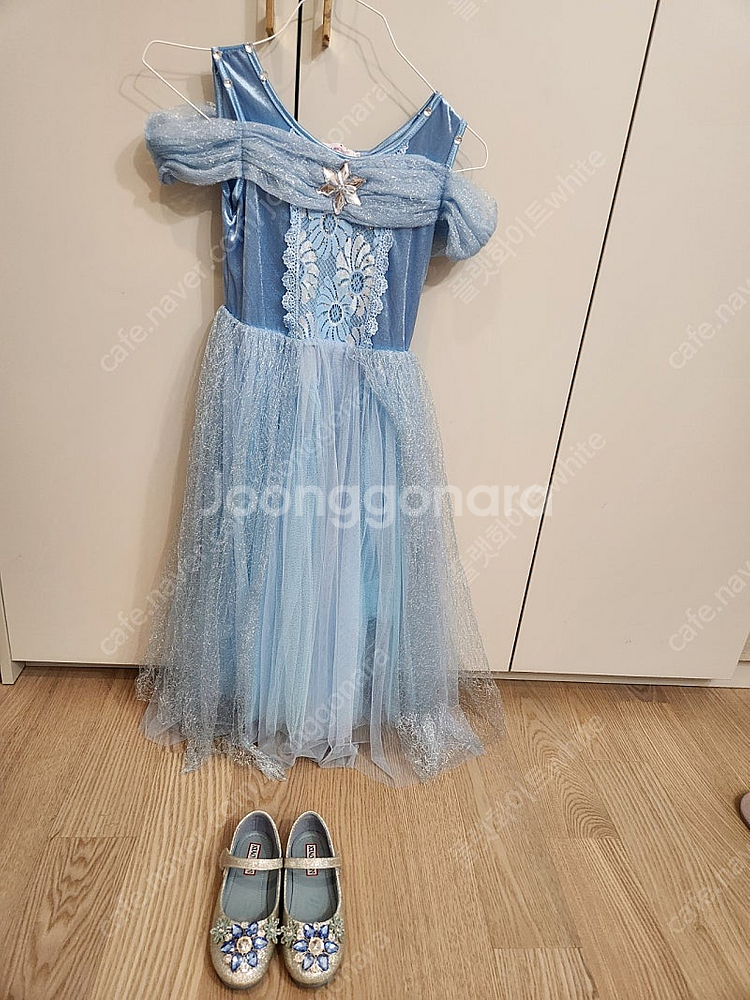 공주드레스 + 신발 세트 할로윈 생일파티 140사이즈 겨울왕국 신데렐라--0