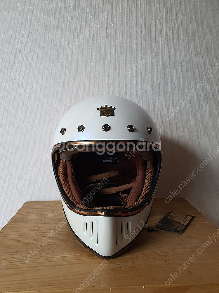 로얄헬멧 풀페이스헬멧 오토바이헬멧 유광화이트 바이저포함--1