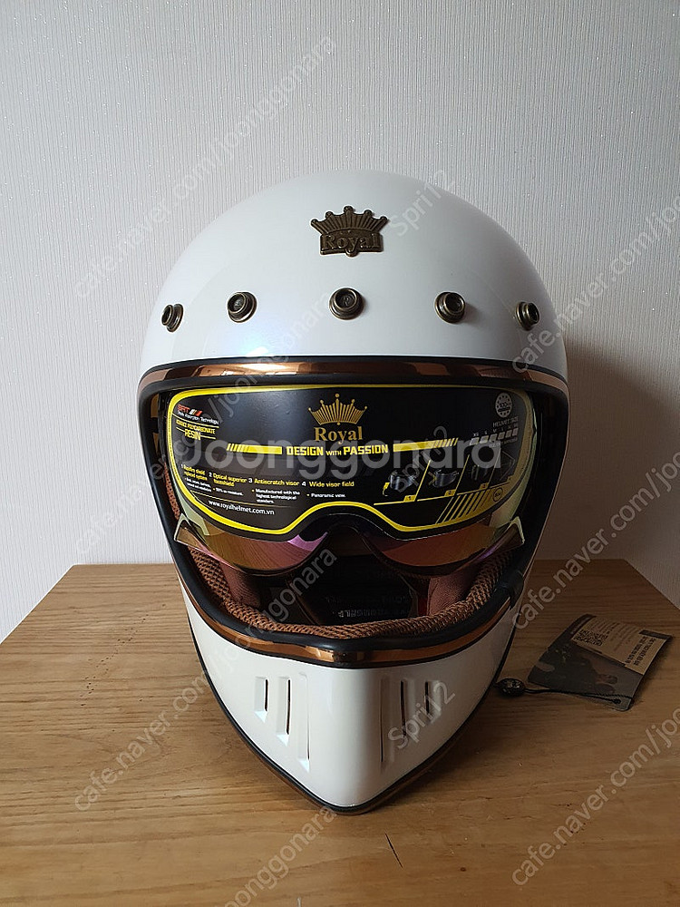 로얄헬멧 풀페이스헬멧 오토바이헬멧 유광화이트 바이저포함--2
