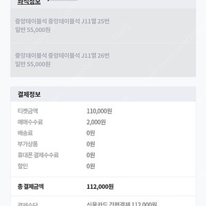 9/21 중앙테이블석 2자리 정가판매합니다.
