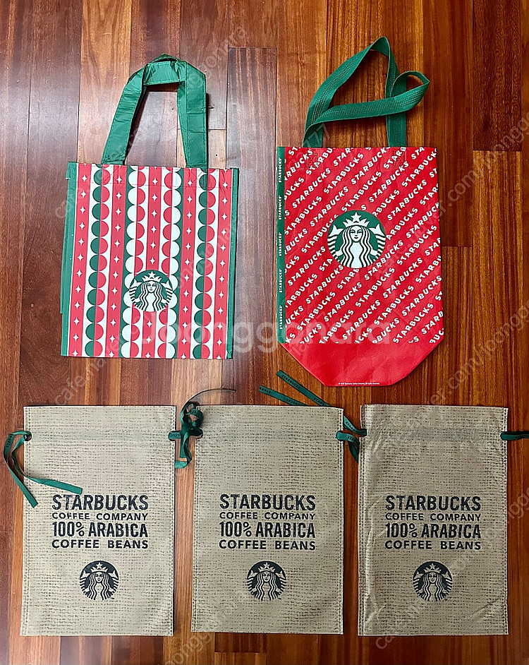 스타벅스 한정판 다회용백 새상품 쇼핑백 부직포 더스트백 등 일괄 판매--0
