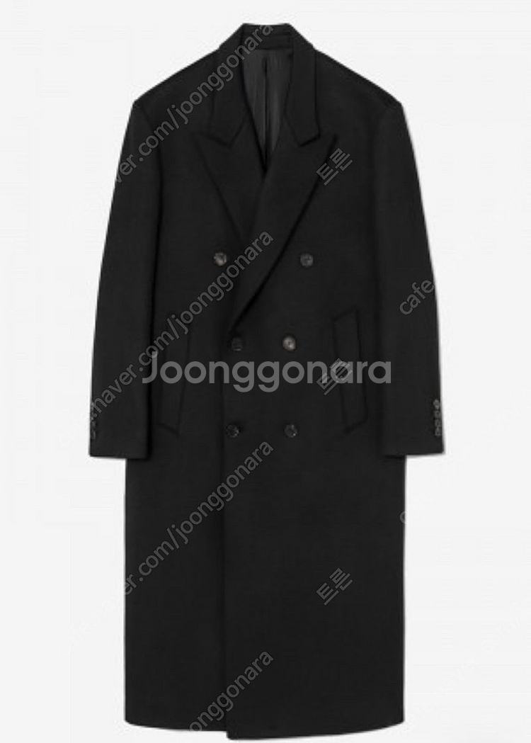 마마가리 24FW 오버사이즈 더블 브레스트 블랙 코트 ...--0