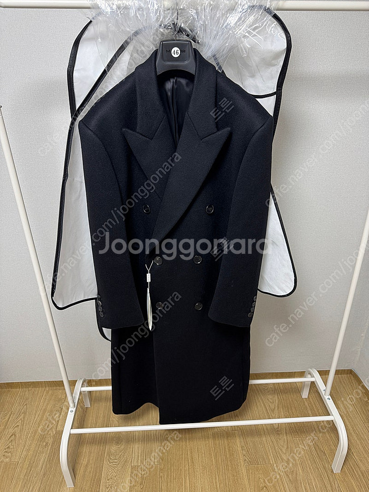 마마가리 24FW 오버사이즈 더블 브레스트 블랙 코트 ...--1