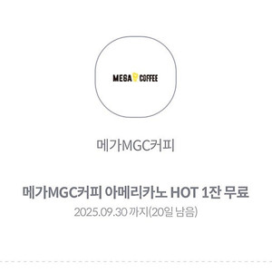 메가커피 hot 아메리카노 1잔 1300원