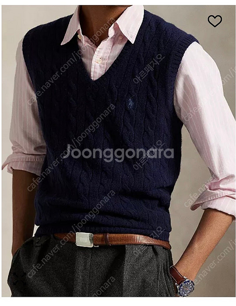 폴로 케이블 울 캐시미어 베스트 (새상품)--0