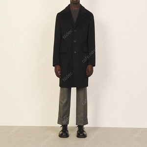 산드로옴므 캐시미어 코트 블랙100