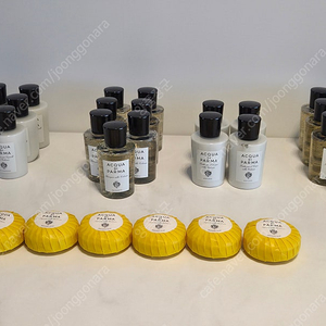 [새상품] 아쿠아디파르마 75ml 어메니티 여행용 5종 총 30개 일괄 판매 (비누, 샴푸, 컨디셔너, 바디워시, 바디로션)