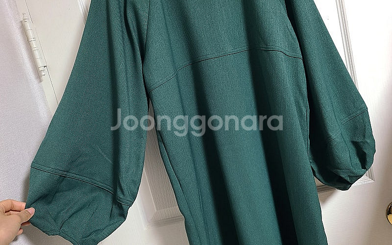 슈라루 청록그린 박시핏 퍼프소매 롱 원피스--9