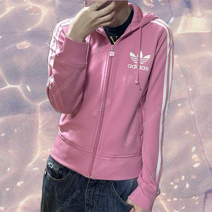 00s 아디다스 플락 후드 져지 핑크 딸기우유 90
