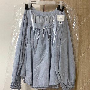 시에 러플 코튼 블라우스 코튼블루f