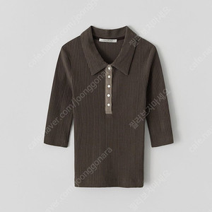 타낫 립 카라 브이 티셔츠 브라운 Ribbed collar v t-shirt