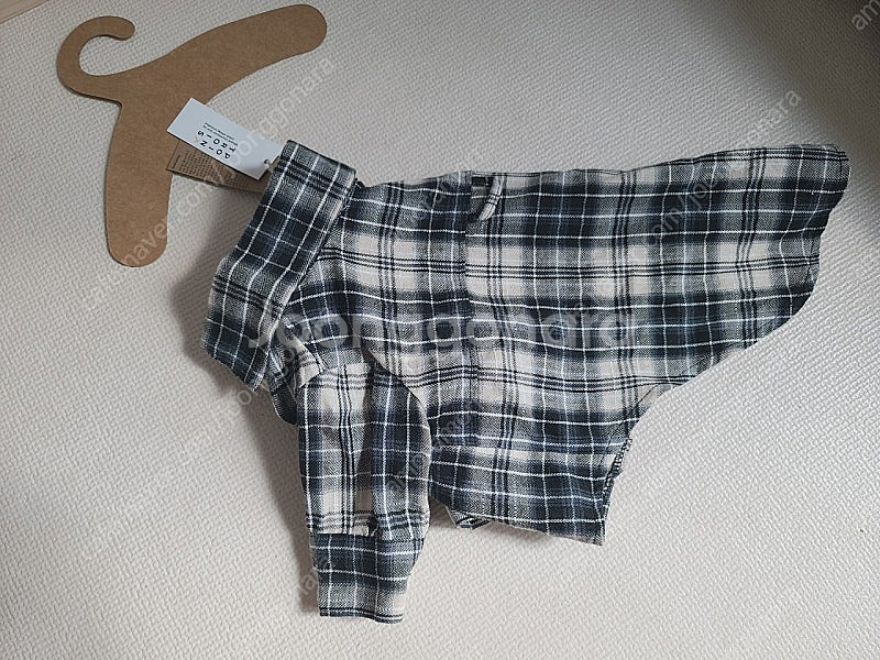 새상품 XL ) 체크셔츠 강아지옷 반려견 애견의류 봄가을룩 레이어드룩 트로이스포인트--5