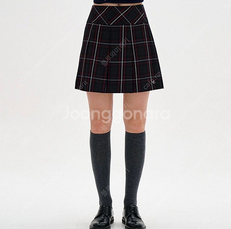 클로브 체크 플리츠 골프 스커트--3