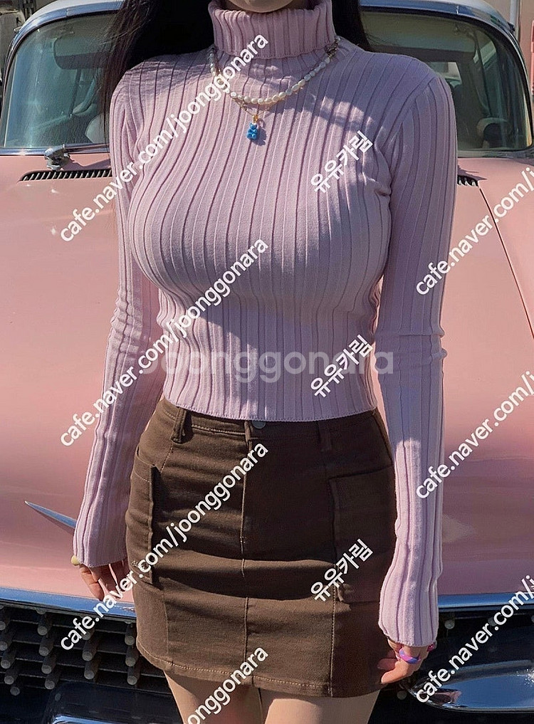 페일제이드 turtleneck ribbed knit 핑크, 페일제이드 목폴라 티셔츠, 페일제이드 골지 목폴라 티셔츠--0