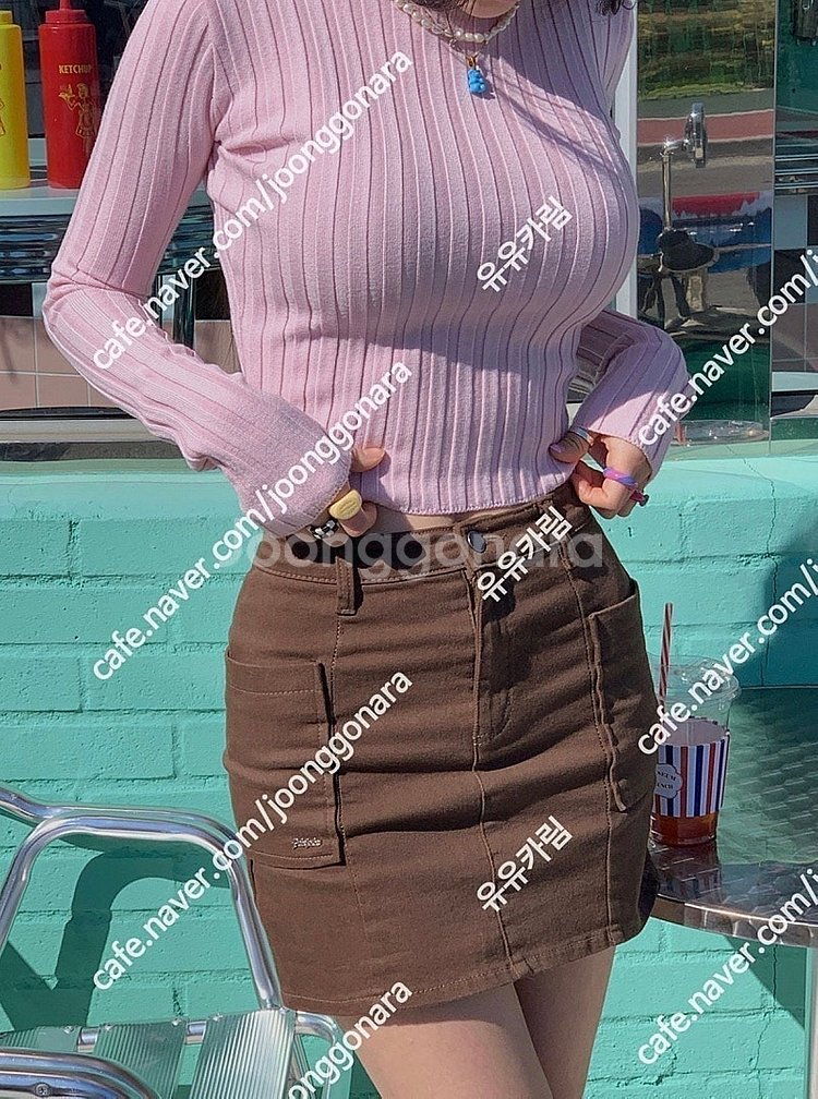 페일제이드 turtleneck ribbed knit 핑크, 페일제이드 목폴라 티셔츠, 페일제이드 골지 목폴라 티셔츠--6