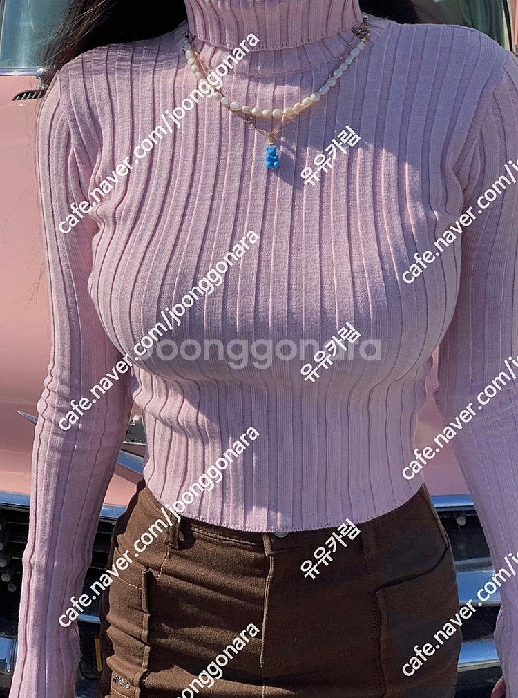 페일제이드 turtleneck ribbed knit 핑크, 페일제이드 목폴라 티셔츠, 페일제이드 골지 목폴라 티셔츠--7