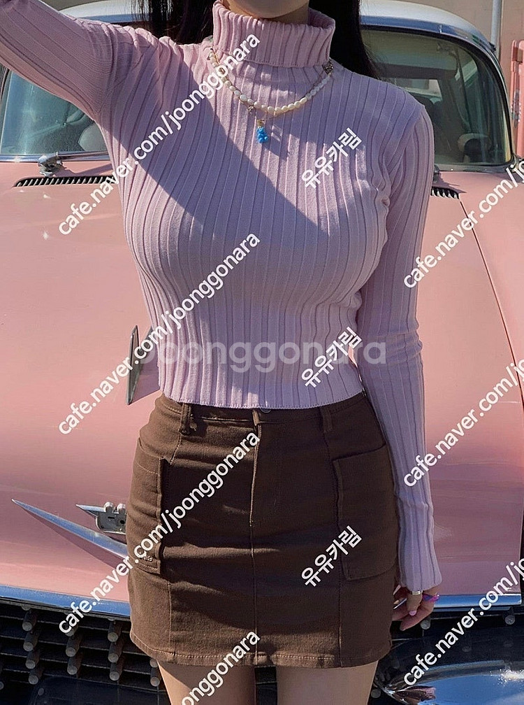 페일제이드 turtleneck ribbed knit 핑크, 페일제이드 목폴라 티셔츠, 페일제이드 골지 목폴라 티셔츠--8