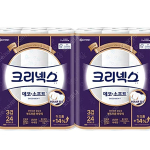 크리넥스 데코소프트 3겹 화장지 28m 24롤 2팩