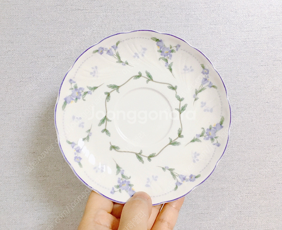 [1조 가격]일본 빈티지 비너스차이나(노리다케 옛 이름) 라이트 퍼플 플라워 패턴 찻잔 겸 커피잔--2