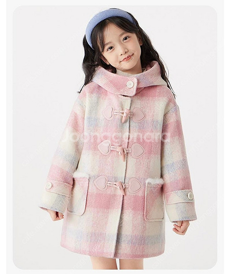 여아 핑크 체크 더플코트 160사이즈--0