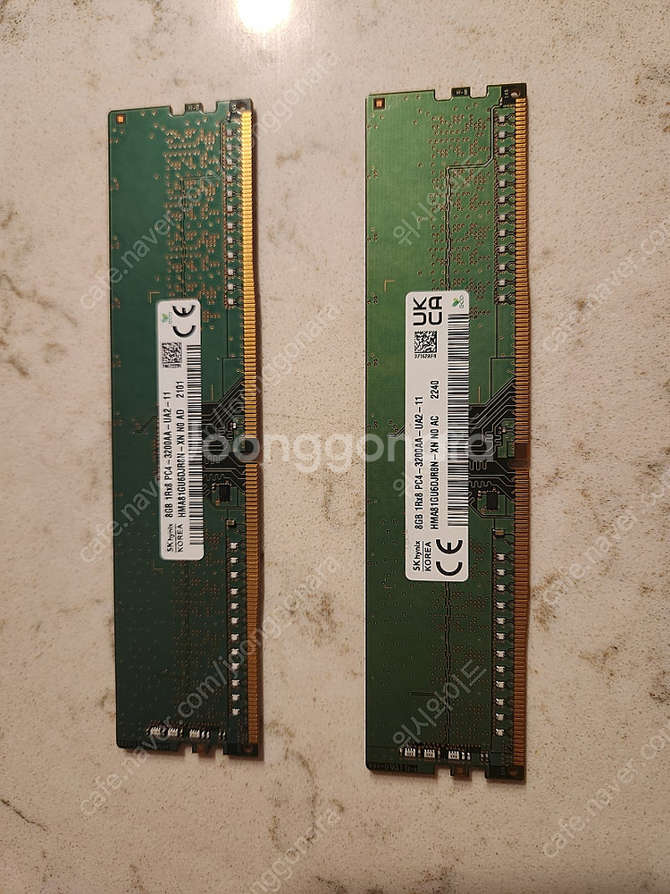 SK하이닉스 DDR4 PC4-3200 8GB 램 2개--0