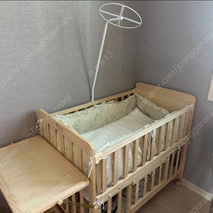 벨라 원목 아기침대 싸게 팝니다 (모기장, 듀라론 방수 쿨 매트 포함)