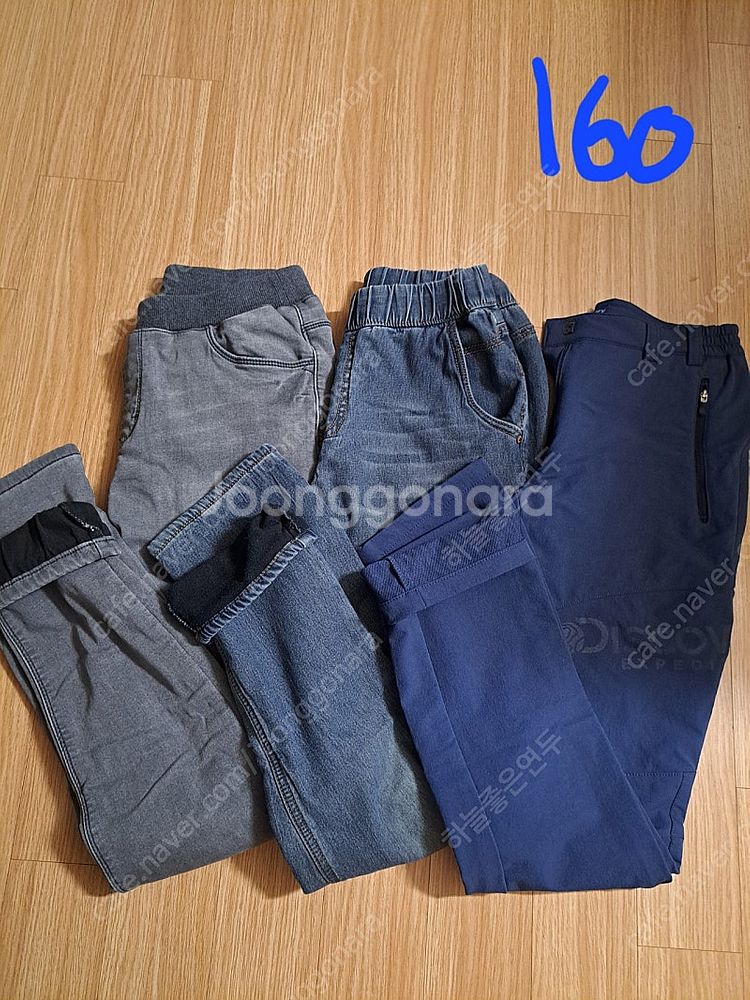여아 160사이드 얇은 기모 바지 3벌--0