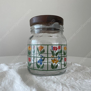 미국 앵커호킹 빈티지 플라워 글라스 자(Jar)
