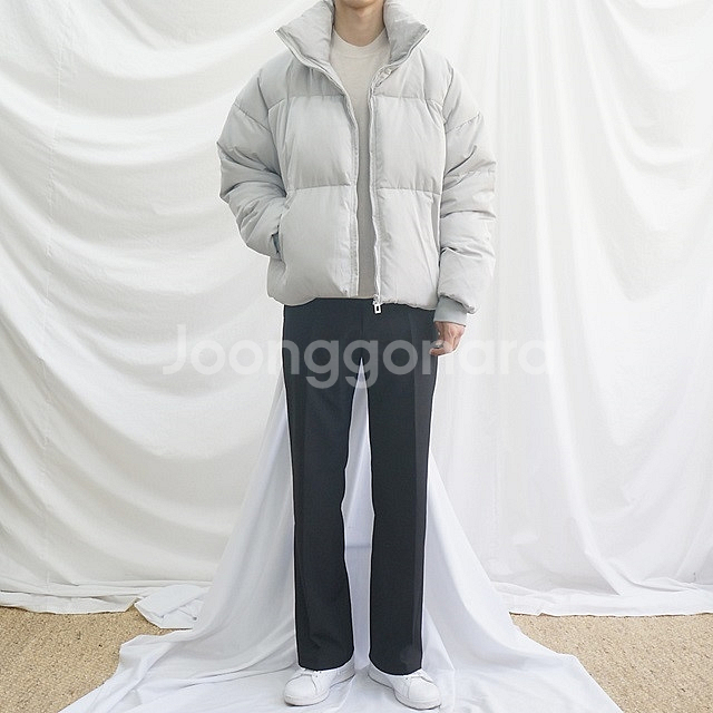 회색 숏패딩 덕다운--0