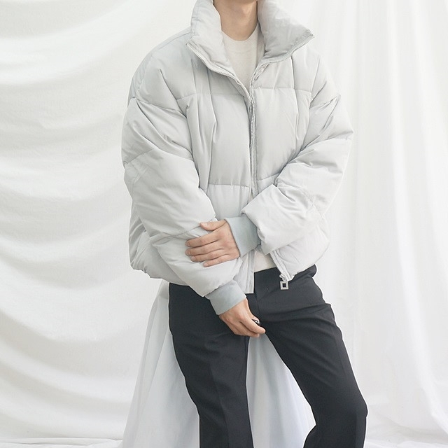 회색 숏패딩 덕다운--1