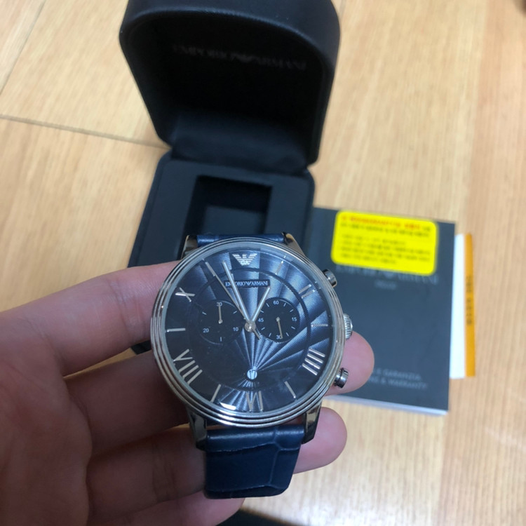 풀박 남자 알마니 가죽 시계 실착1회--1