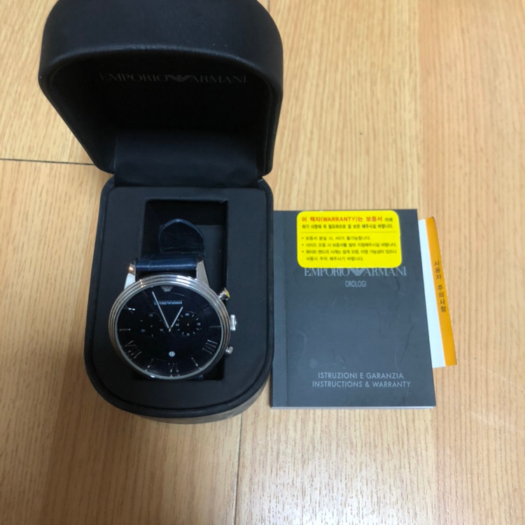 풀박 남자 알마니 가죽 시계 실착1회--2