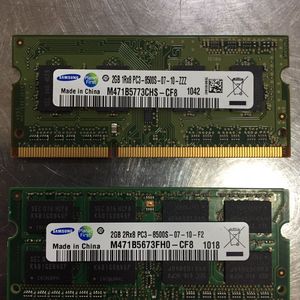 노트북용 메모리 삼성PC3-8500 2Gx2개