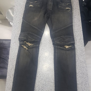 발망 디스트로이드 빈티지워싱 슬림바이커진 블랙