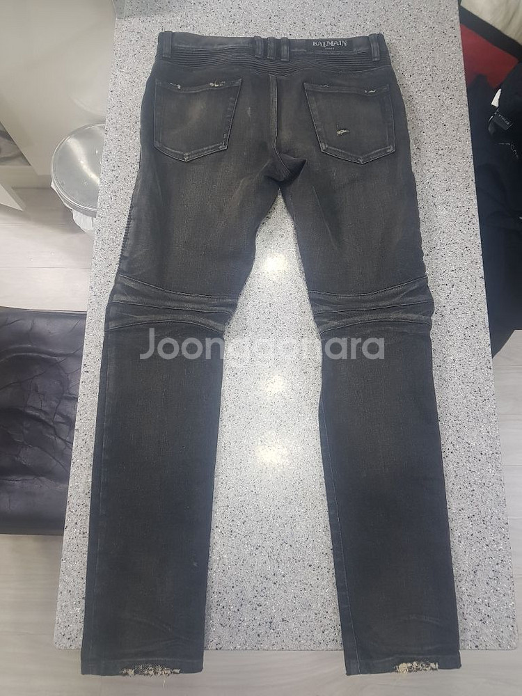 발망 디스트로이드 빈티지워싱 슬림바이커진 블랙--1