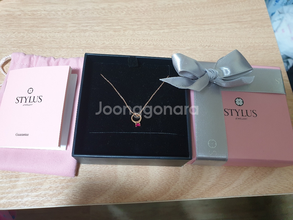 스타일러스 위싱링 루비 핑크골드 목걸이--1